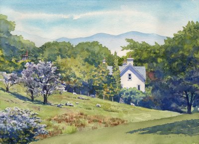 Kevät järvialueella, 2016 (akvarelli paperille) tekijältä Rob Wood