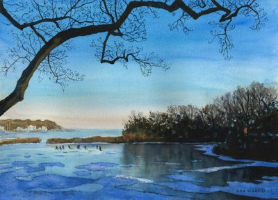 Talvikisat, 2021 (akvarelli paperille) tekijältä Rob Wood