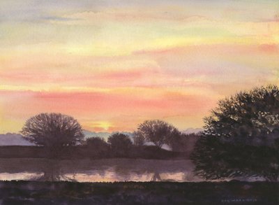 Talvipäivänseisaus, 2014 (akvarelli paperille) tekijältä Rob Wood