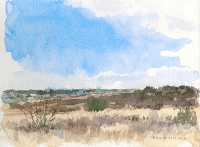 Talvi preerialla, 2014 (akvarelli paperille) tekijältä Rob Wood