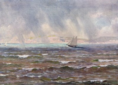 Äkillinen myrsky, Cardigan Bay (väri litho) tekijältä Robert (after) Fowler