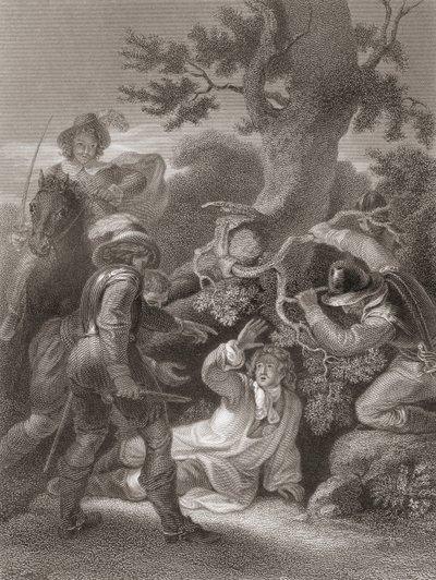 Monmouthin herttua Sedgemoorin taistelun jälkeen. Englannin historia, julkaistu 1859. tekijältä Robert (after) Smirke