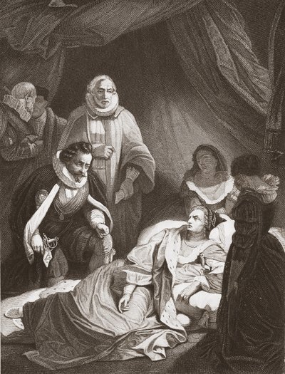 Kuningatar Elisabetin viimeiset tunnit (litho) tekijältä Robert (after) Smirke