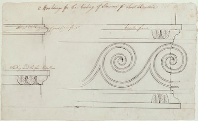 Suunnittelu portaiden listalle, Headfort House, 1772 (kynä ja musta muste grafiitin päällä paperille) tekijältä Robert Adam