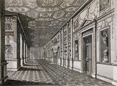 Syon Housen kirjasto, rakennettu 1760-69 (kaiverrus) tekijältä Robert Adam