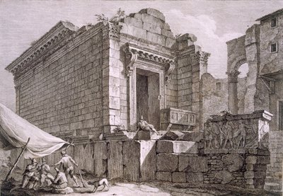 Näkymä Aesculapiuksen temppelille, pubi. 1764. tekijältä Robert Adam