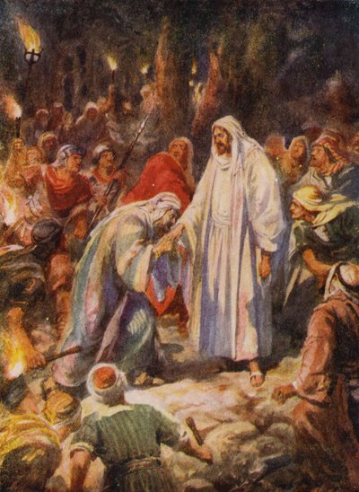 Juudas petti Jeesuksen Kristuksen (väri litho) tekijältä Robert Ambrose (after) Dudley
