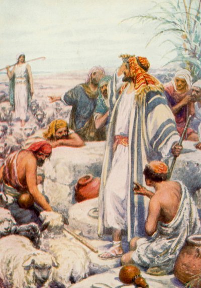 Jaakob tapaa Raakelin (värinen lito) tekijältä Robert Ambrose Dudley