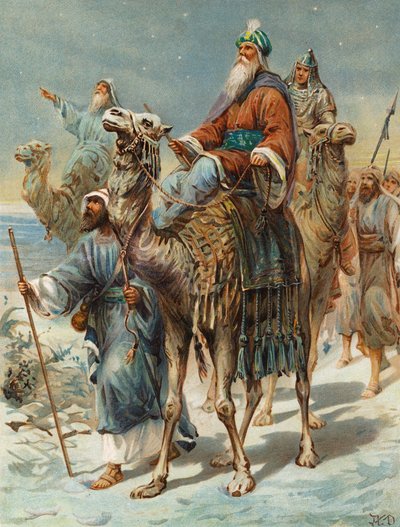 Jeesusta etsivät tietäjät (värilitografia) tekijältä Robert Ambrose Dudley