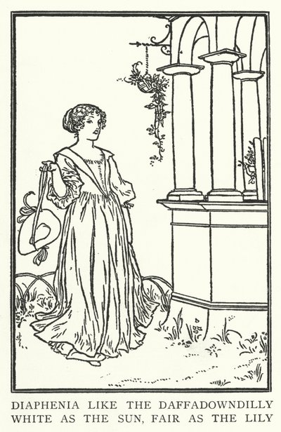 Diaphenia kuin daffadowndilly, valkoinen kuin aurinko, vaalea kuin lilja (litho) tekijältä Robert Anning Bell
