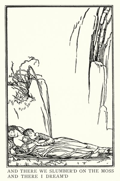 Kuvitus John Keatsin runoille: La Belle Dame Sans Merci (litho) tekijältä Robert Anning Bell