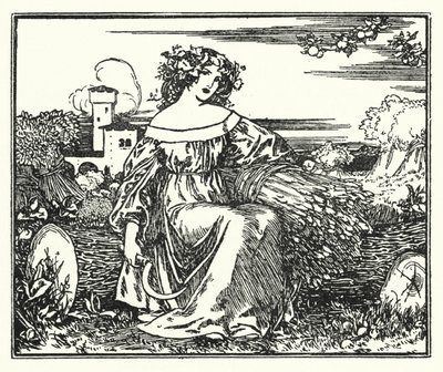 Kuvitus John Keatsin runoille: Syksylle (litho) tekijältä Robert Anning Bell