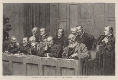Luonnokset Royal Courts of Justiceissa, erikoistuomaristossa tekijältä Robert Barnes