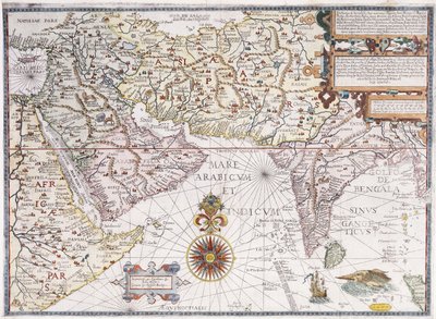 Itä-Afrikan, Arabian ja Intian kartta, 1598 tekijältä Robert Beckit