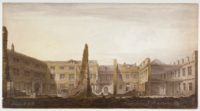 Blackwell Hall purkuvaiheessa, Lontoon kaupunki, 1819 tekijältä Robert Blemmell Schnebbelie