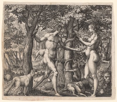 Aadam ja Eeva, 1500-luvun lopulla. tekijältä Robert Boissard
