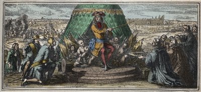 Les Invalidesin rakentaminen vuonna 1670 - Allegoria Hotel des Invalidesin perustamisesta - Ludvig XIV näyttää vanhoille sotilailleen rakenteilla olevaa Hotel des Invalides -kaiverrusta, jonka on kirjoittanut Robert Bonnart (1652-1729) tekijältä Robert Bonnard