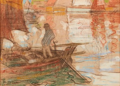 Concarneau Ferryman 1894 (pastelli) tekijältä Robert Brough