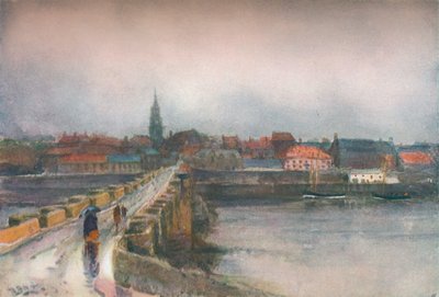 Märkä päivä, Old Berwick Bridge, c1877-1906, 1906. tekijältä Robert Buchan Nisbet