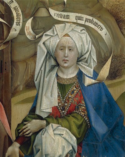 Yksityiskohta naisesta syntymästä, Flemalle-mestari Robert Campin (1375/1379-1444), öljy paneelille, noin 1420 tekijältä Robert Campin