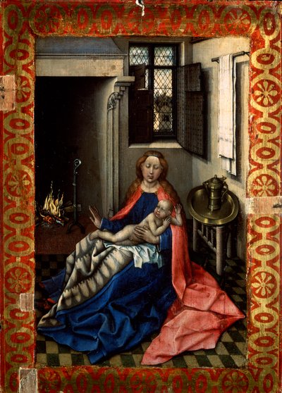 Madonna ja lapsi takan edessä, 1430-luku. tekijältä Robert Campin