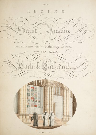 Ms. New Coll 380, f9r. Pyhän Marian Carlislen katedraalikirkon antiikki, piirtänyt Robert Carlile, 1795 (kynä ja muste ja wc paperille) tekijältä Robert Carlile