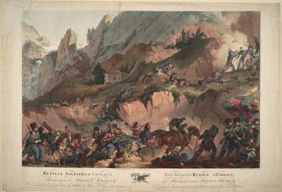 Venäjän armeija ylitti Paholaisen sillan vuonna 1799, 1804 tekijältä Robert Carr Porter