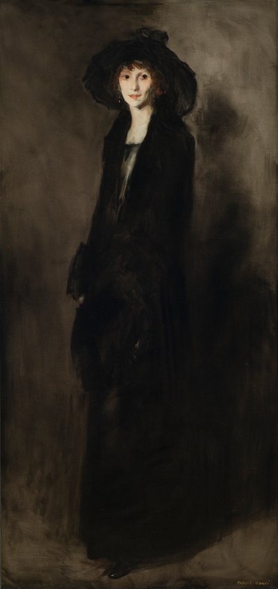 Nainen mustassa sametissa (Eulabee Dix Beckerin muotokuva) 1911 (Öljy kankaalle) tekijältä Robert Cozad Henri
