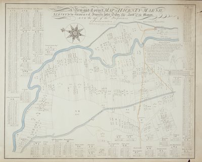 Uusi ja oikea kartta Hackney Marshista, 1745 tekijältä Robert Davies