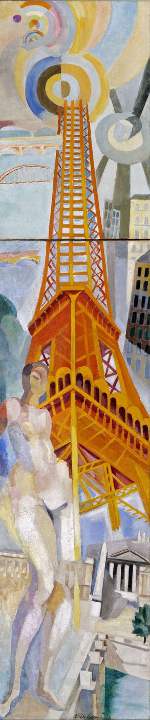 Pariisin kaupunki, nainen ja Eiffel-torni, 1925. tekijältä Robert Delaunay