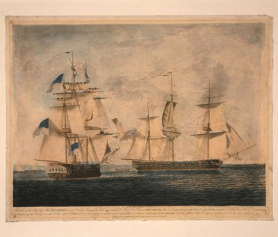 HMS Shannon vangitsi USS Chesapeaken 1. kesäkuuta 1813 1813 tekijältä Robert Dodd