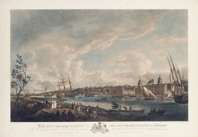Näkymä Greenwichin kuninkaallisesta sairaalasta, 1793 tekijältä Robert Dodd