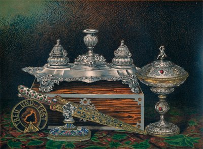 Musteteline, Paperin paino, Metsästysveitsi tai tikari, Peitetty Tazza, Paperin paino, 1863 tekijältä Robert Dudley