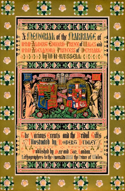 Kansi kirjasta A Memorial of the Marriage of HRH Albert Edward Walesin prinssi, 1863 tekijältä Robert Dudley