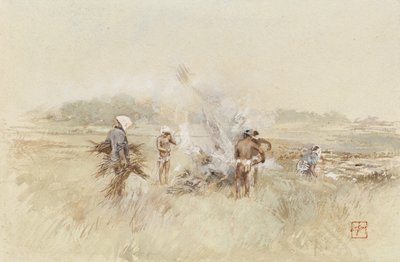 Työssä kasaava harja kytevissä tulipaloissa, 1867-1903 tekijältä Robert Frederick Blum