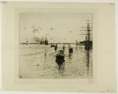 Lagune höyrylaivoineen ja gondolineen, Venetsia tekijältä Robert Frederick Blum