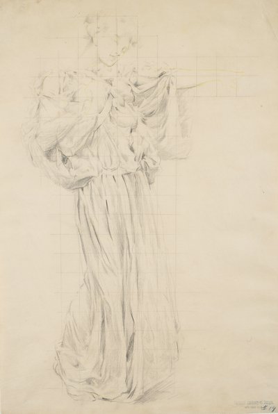 Study for Moods to Music, 1893-95 (grafiitti keltaisella lyijykynällä kiiltävällä kudottupaperilla) tekijältä Robert Frederick Blum