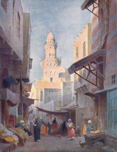 Gamalieh ja sulttaani Babaasin moskeija, Kairo, n. 1880, 1904 tekijältä Robert George Talbot Kelly