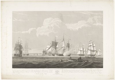 Kahdentoista hollantilaisen kauppalaivan lähtö Portsmouthin satamasta, 1833 (taulu 3) Tämä kolmen levyn sarja, joka kuvaa 12 Nederlandsche Koopvaardy -aluksen lähtöä Portsmouthin satamasta 2. kesäkuuta 1833. tekijältä Robert Havell (II)