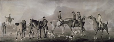 Tom Conolly Castletownista metsästämässä ystäviensä kanssa, 1769 (pastelli, liitu ja guassi paperilla) tekijältä Robert Healy