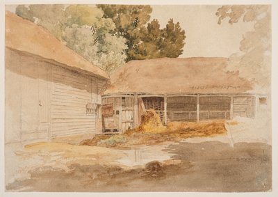 Tutkimus navetta, n. 1820-29 (grafiitti, akvarelli) tekijältä Robert Hills