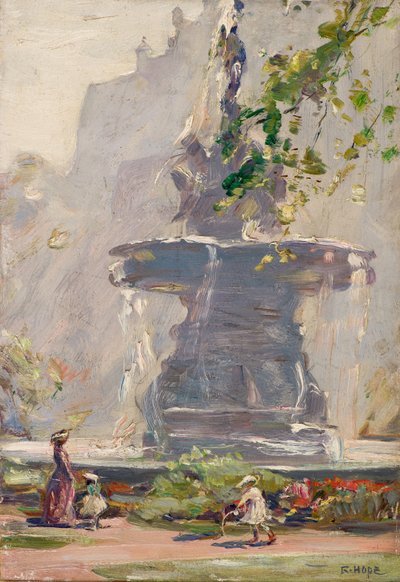 The Fountain, Princes Street Gardens, Edinburgh (öljy aluksella) tekijältä Robert Hope