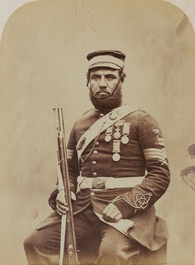 Värikersantti J. Stanton, Royal Sappers and Miners, 1856 (seepiakuva). tekijältä Robert Howlett