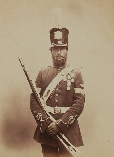 Värikersantti John Paul, Royal Sappers and Miners, 1856 (seepiakuva) tekijältä Robert Howlett