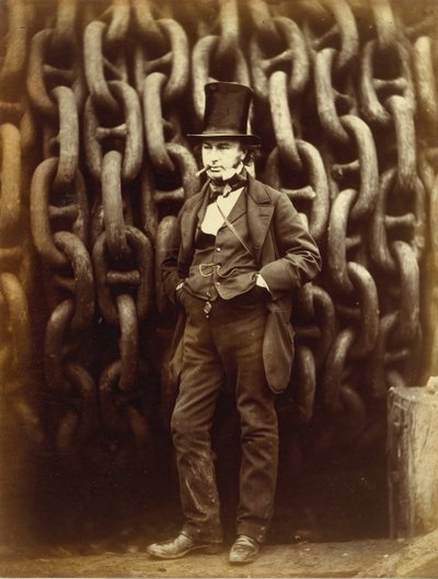 Isambard Kingdom Brunel Standing Before the Launching Chains of the Great Eastern...painettu 1863-64. tekijältä Robert Howlett