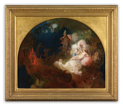 Siellä nukkuu Titania (öljy paneelissa) tekijältä Robert Huskisson