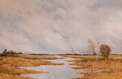 "Repairing the Fence, Suffolk Marshes", 1900-luku, 1935 tekijältä Robert J Hewitt