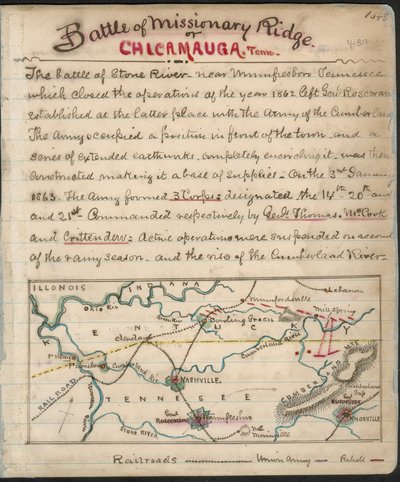 Missionary Ridgen tai Chickamaugan taistelu, Tenn. LOC gvhs01.vhs00156 tekijältä Robert Knox Sneden