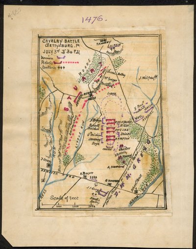 Ratsuväen taistelu, Gettysburg, Pa. 3. heinäkuuta klo 15.30 LOC gvhs01.vhs00150 tekijältä Robert Knox Sneden