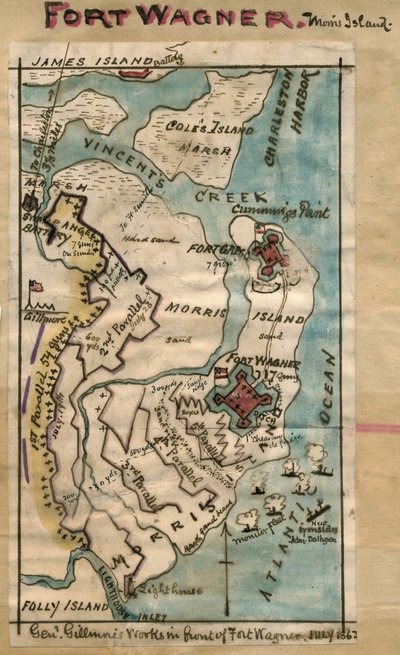 Fort Wagner. Morris Island LOC gvhs01.vhs00230 tekijältä Robert Knox Sneden